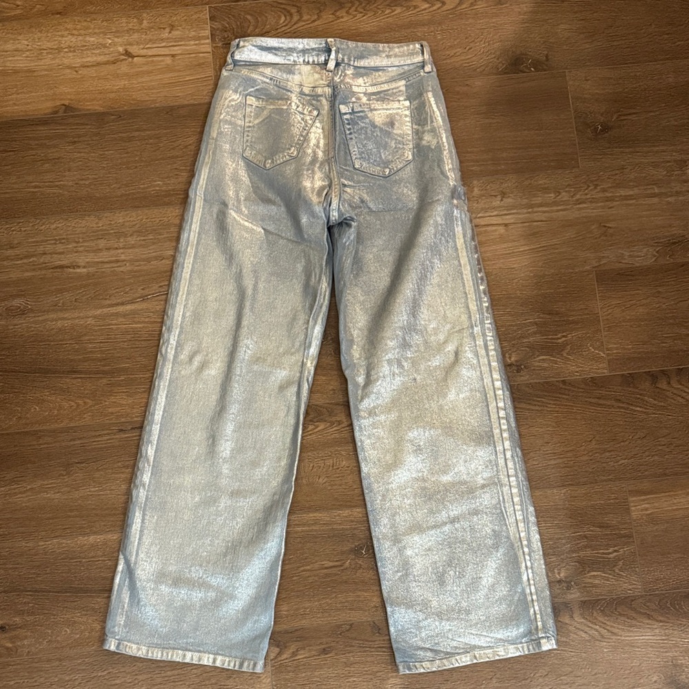 Wild Fable Silver Metallic Flare Jeans